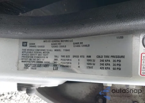 2010 Chevrolet Colorado 1Lt из США, поврежденный, VIN 1GCJTCDEXA8114061